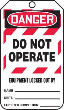 Lockout Tag Cardstock 25/pack